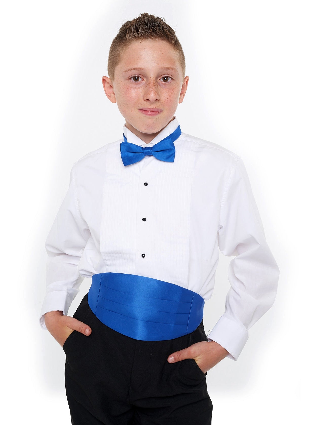 901-Boys Boy's Wing Tip Tuxedo Collar 1/4 Pleated Tuxedo Shirts