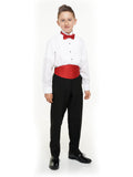 700B - White Wing Tip Collar Pleated Tuxedo Shirt - Boys