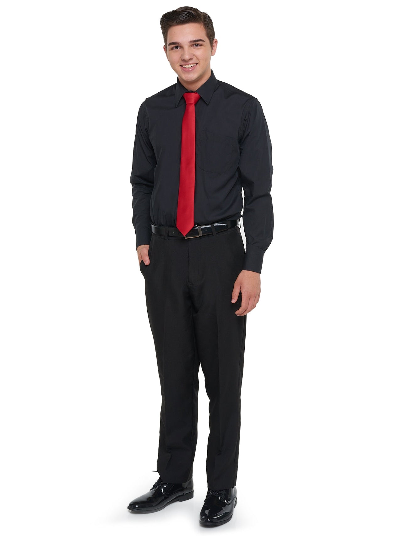 751 - Black Laydown Collar Non-Pleated Dress Shirt
