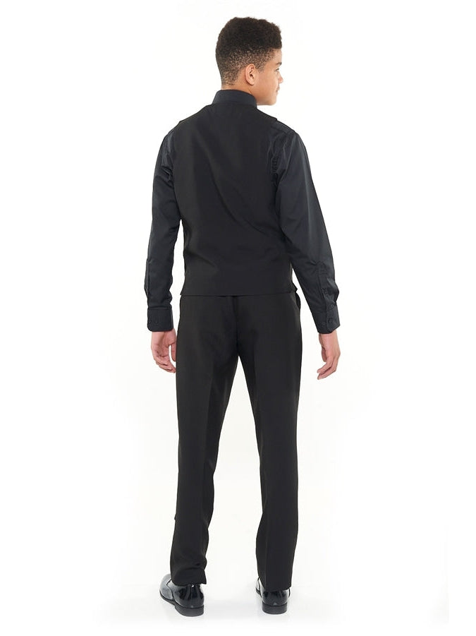 Black dress pants black shirt red tie hot sale