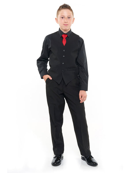 RILEY (Style #6710-Y) - Black Shirt, Vest, Tie Package with Pant