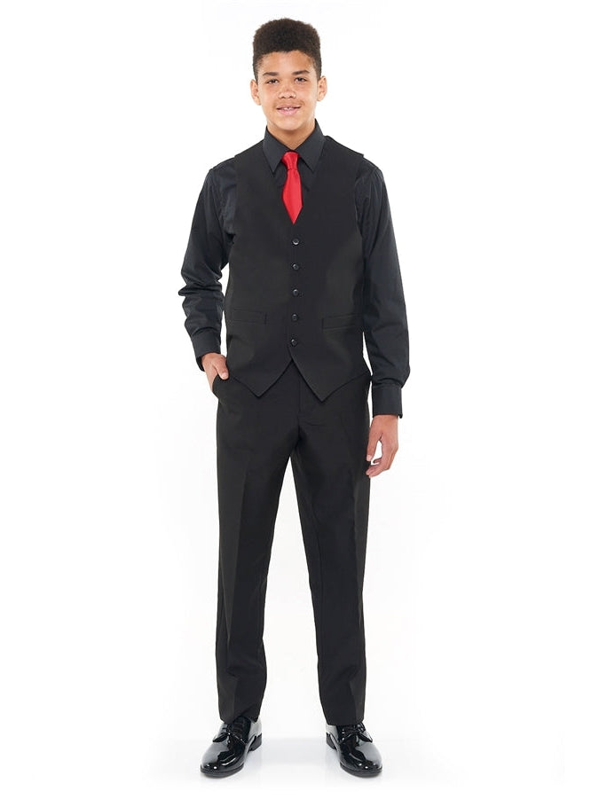ISAIAH Style 6711 Black Shirt Vest Tie Package