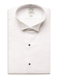 700L - White Wing Tip Collar Pleated Tuxedo Shirt - Ladies