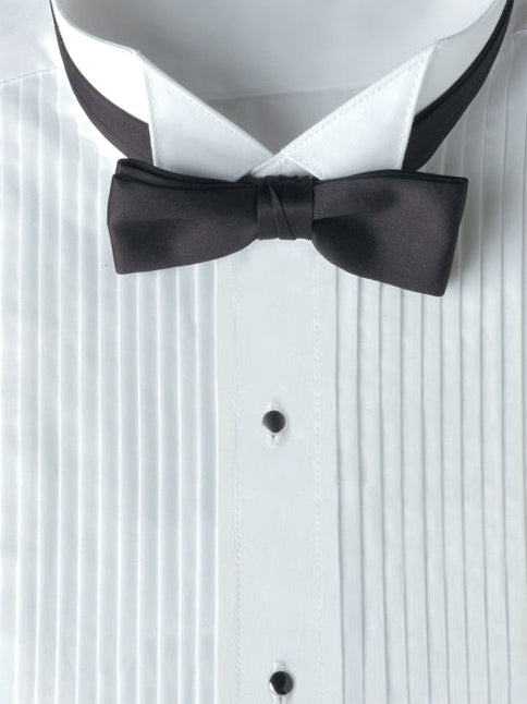 Men's Wing Collar Tuxedo Dress Shirt With Bow Tie - 1/4 Pleat Front, Classic Fit (Omega/Classix Brand)