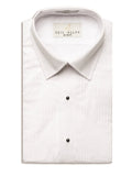 737 - White Laydown Collar Pleated Tuxedo Shirt - Men's
