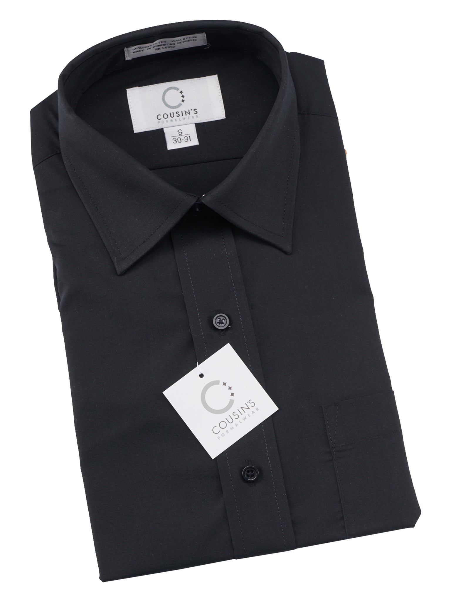 751-B - Black Laydown Collar Non-Pleated Dress Shirt - Boys